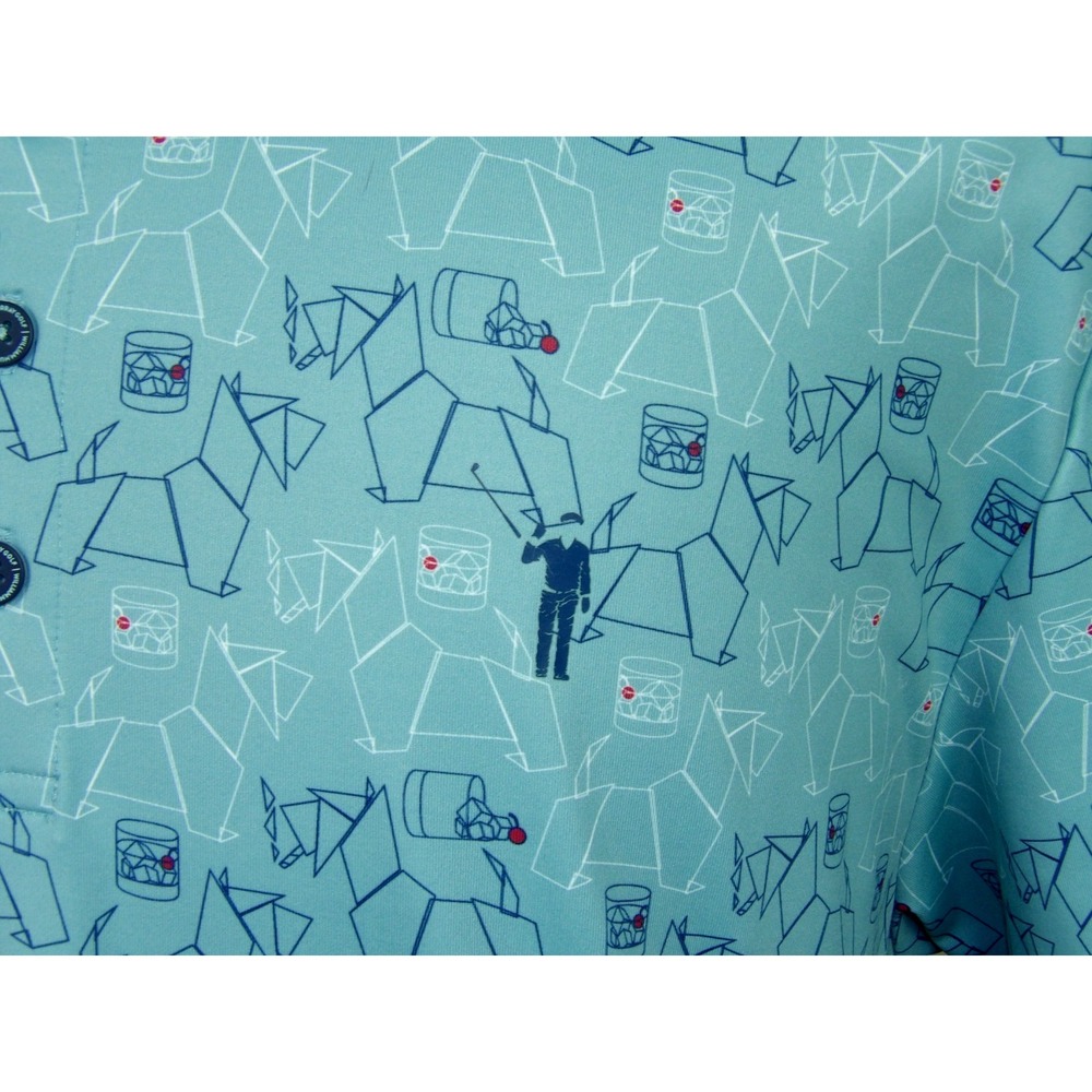 William Murray Short Sleeved Stretch Dog Print Performance Golf Shirt Men's XL - Picture 4 of 8